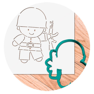 Трафарет+форма "Мальчик солдат с автоматом" LC-00008690