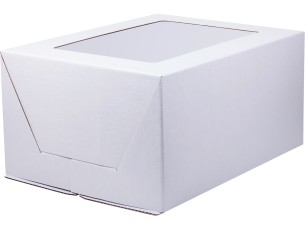 Коробка для торта 300*400*200с окном сборка-конверт гофрокартон, (белая)